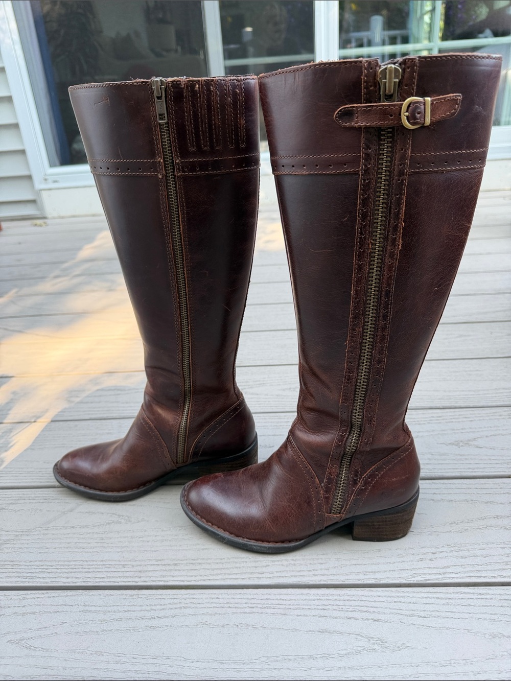 BORN Women's Size 6M Tall Leather Riding Boots - Dark Brown - Picture 3 of 6